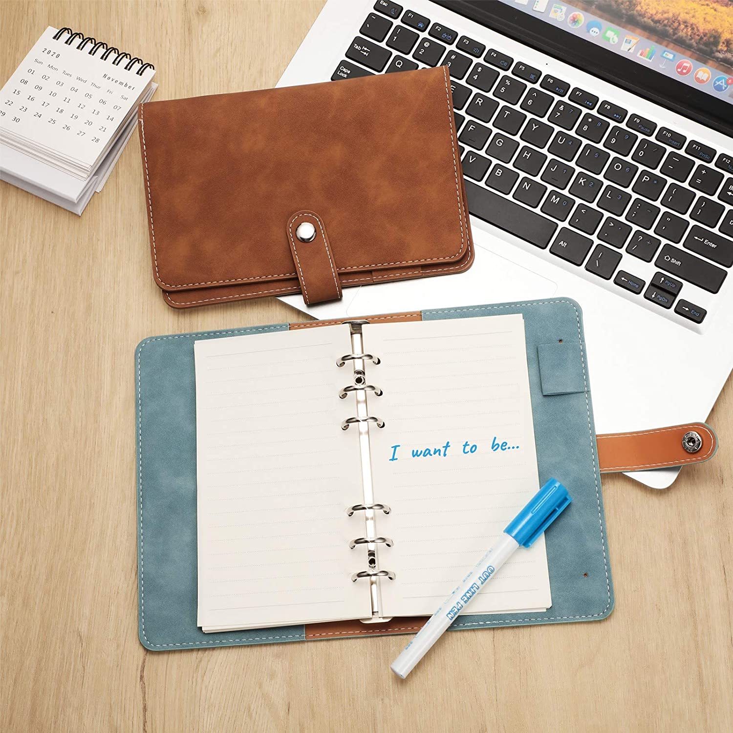 2 Stuks A6 Pu Lederen Notebook Bindmiddel, hervulbare Journal Bindmiddel Cover Persoonlijke Planner Losbladige Map Voor A6 Filler Papier