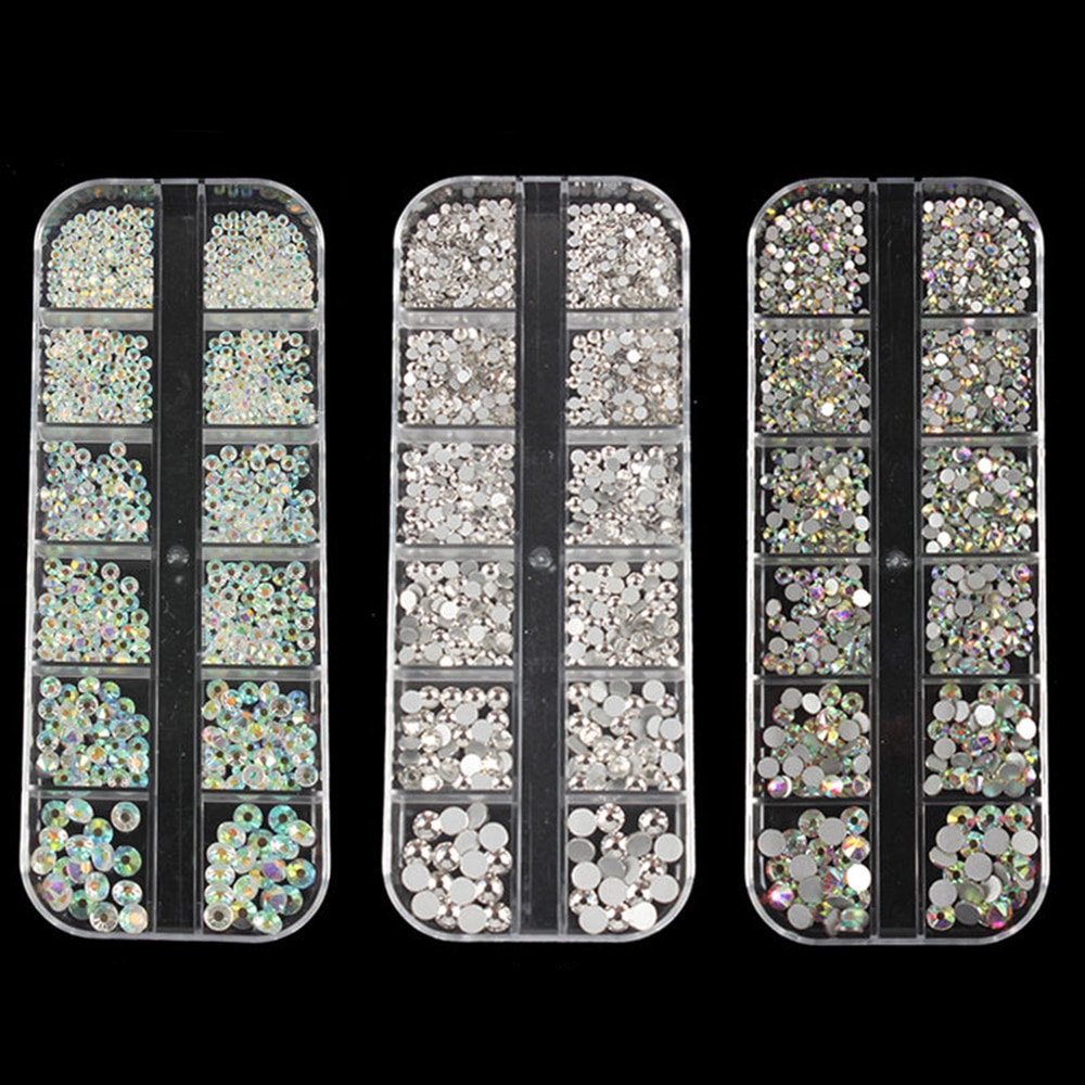 1 caja de diamantes de Cristal AB 3D para decoración de uñas, piedras preciosas para decoración de uñas, diamantes de imitación, joyería para uñas