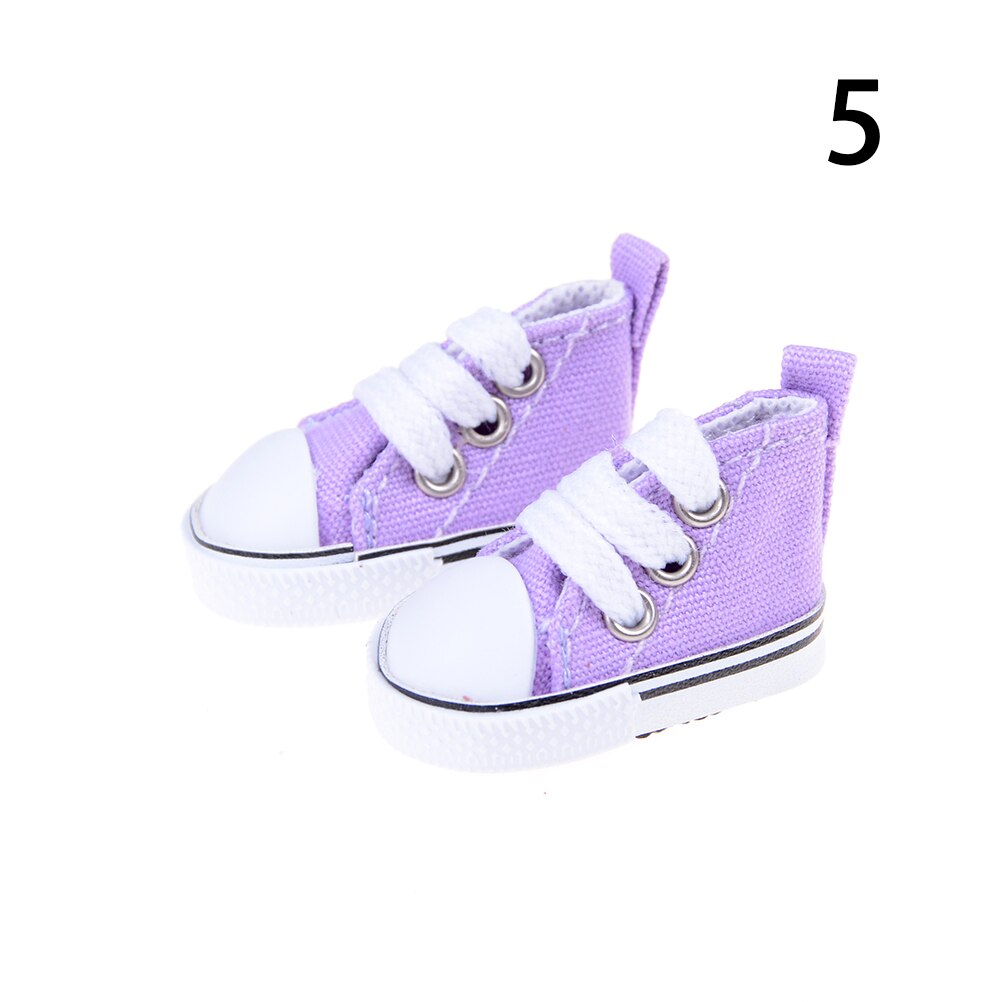 1 par de zapatos de lona para muñeca de Mini zapatos de juguete zapatillas de muñeca para accesorios de muñecas rusas 5cm: purple