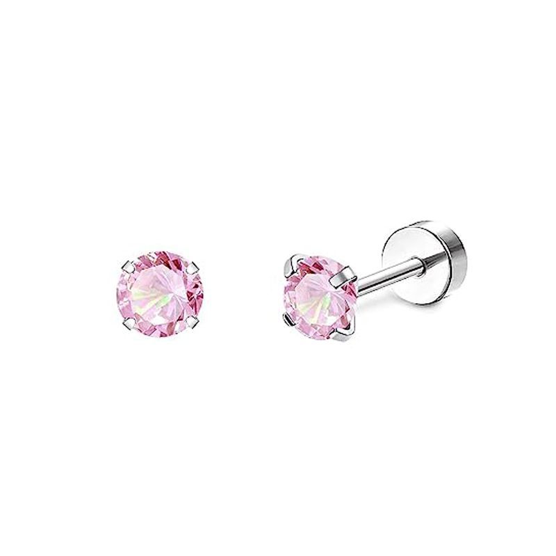 2PCS/Set Stainless Steel Heart Moon Earbone Stud Screw Ball Stud Earrings for Women Ear Tragus Cartilage Body Piercing