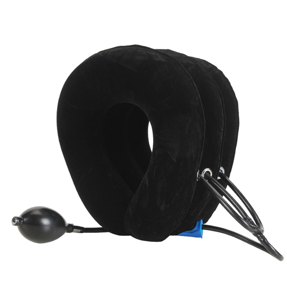 Collo cuscino gonfiabile collare trattore aria dispositivo di trazione cervicale supporto Vertebra ortopedica massaggio rilassamento Brace: black