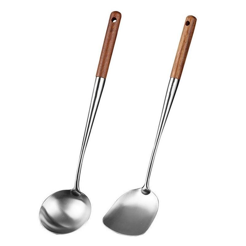 Duurzaam Keuken Wok Spatel En Pollepel Tool 17 Inches Spatel Voor Wok Roestvrij Stalen Wok Spatel Keuken Kookgerei Gereedschap
