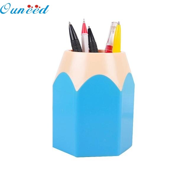 Ouneed happy make-up kwast potlood pennenpotje briefpapier: Blauw