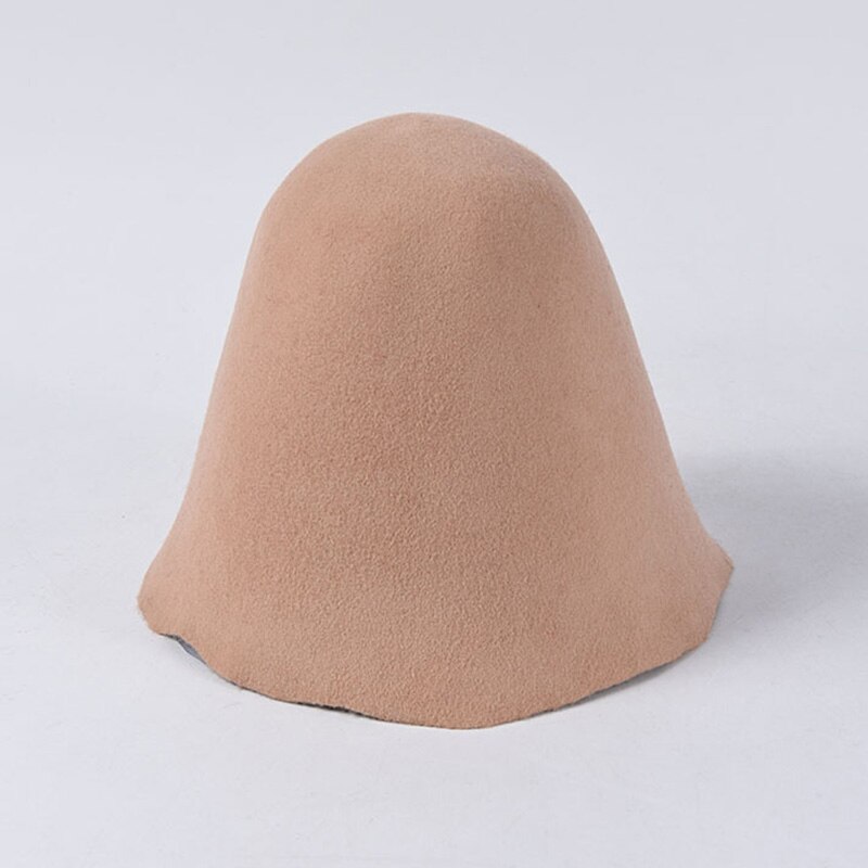 Classical Women Cloche Bucket Felt Hat Autumn Winter Wool Felt Cone Cloche Hood Millinery Craft Hats Fascinators Block Base Body: Khaki