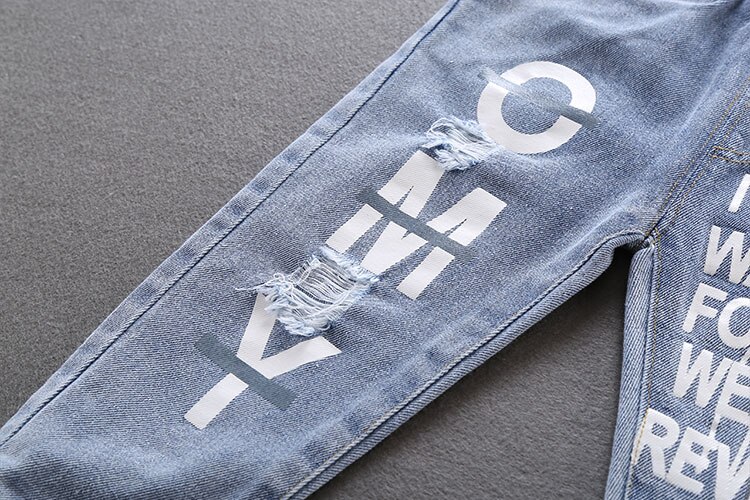 broken hole kids jeans for girls Boys Spring Autumn jeans for girls Casual Loose Ripped Jeans children jeans size:90-130
