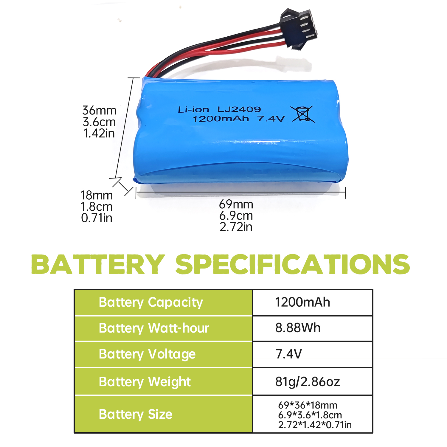 7.4V 1200Mah Lithiumbatterij Met SM-4P 4-Pins Stekker Usb Oplaadkabel Voor Ec08 Rc Boot Rc Auto Model Reservebatterij