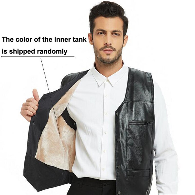 Bigsweety nova moda masculina colete de lã de couro do plutônio tamanho grande outono inverno meia-idade moda masculina carregado casaco de lã