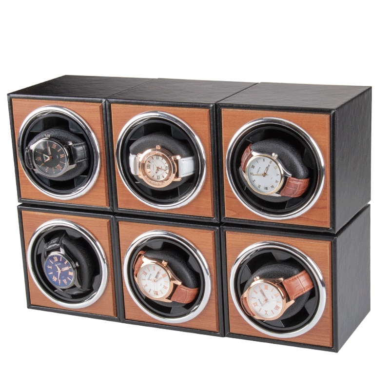Enkelt imiteret pu læder korn automatisk ur opruller boks motor mover rotator optræk boks batteri watchwinder remontoir