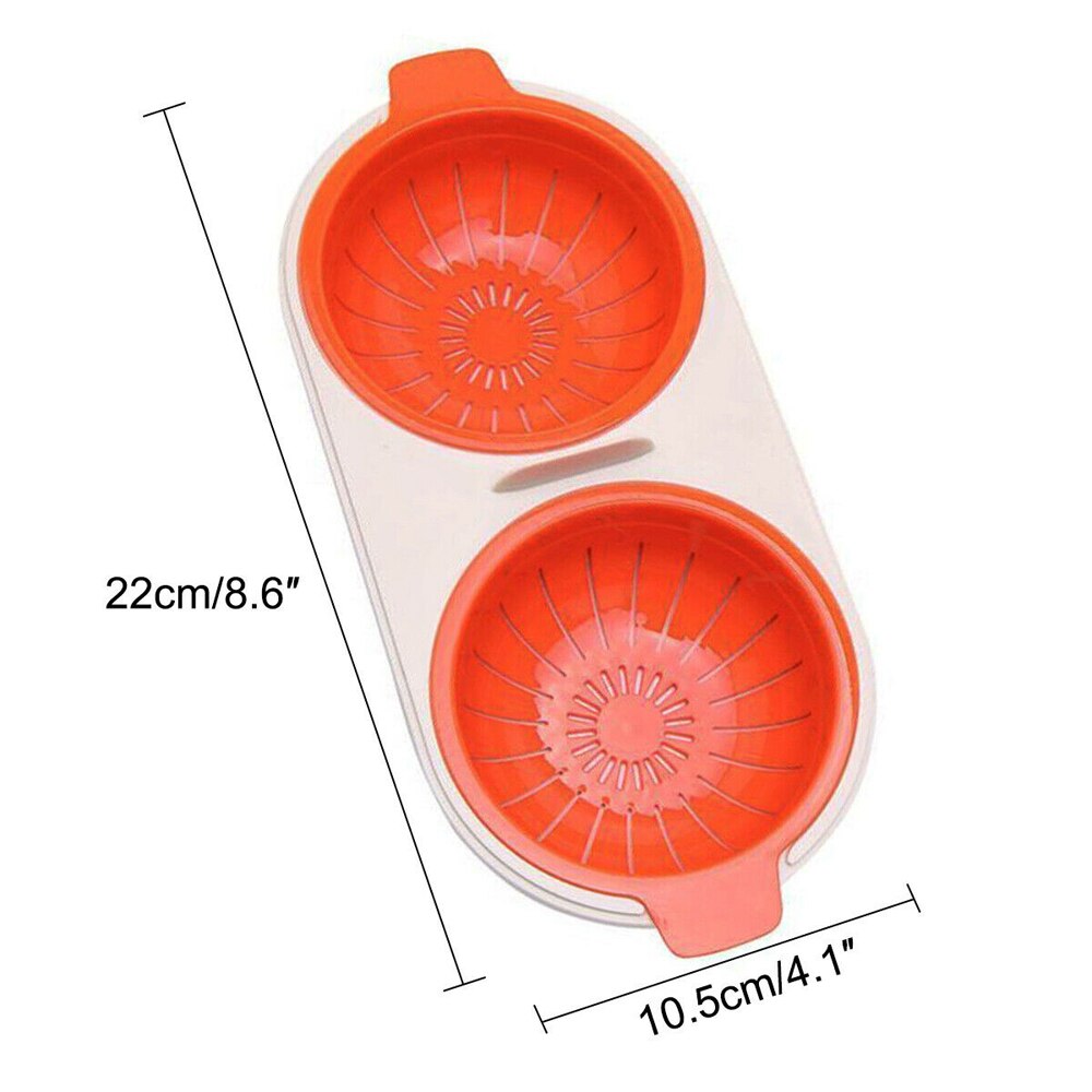 Pocher à œufs au micro-ondes, ustensile de cuisine de alimentaire, Double tasse, chaudière à œufs vapeur, outils de cuisson au four à micro-ondes: Orange