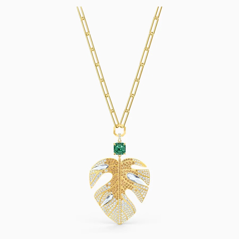 Swarovskis Original 1:1 tropisch Ahorn Blatt und Papagei Sammlung einstellen Schmuck einstellen Halskette und Armbinde Damen