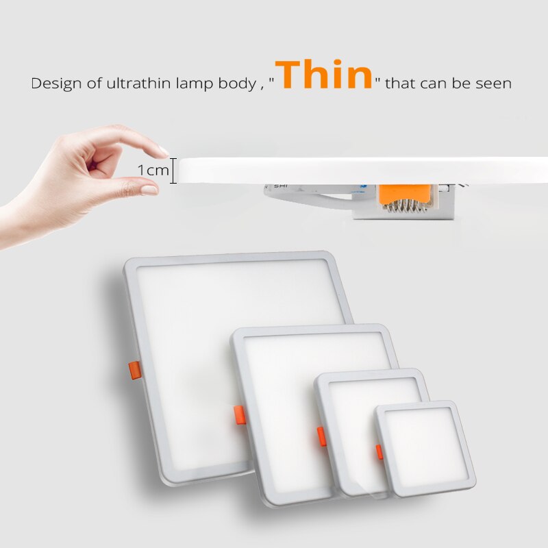 Ultrathin Surface Square LED Panel Light Recessed Kitchen Bathroom Ceiling Lamp Downlight