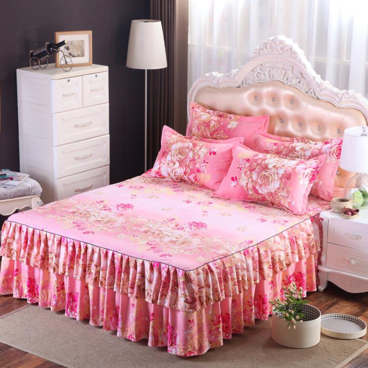 Slibning sengetæppe queensize-seng nederdel fortykket monteret ark enkelt dobbeltseng støv flæse: D / 150 x 200cm