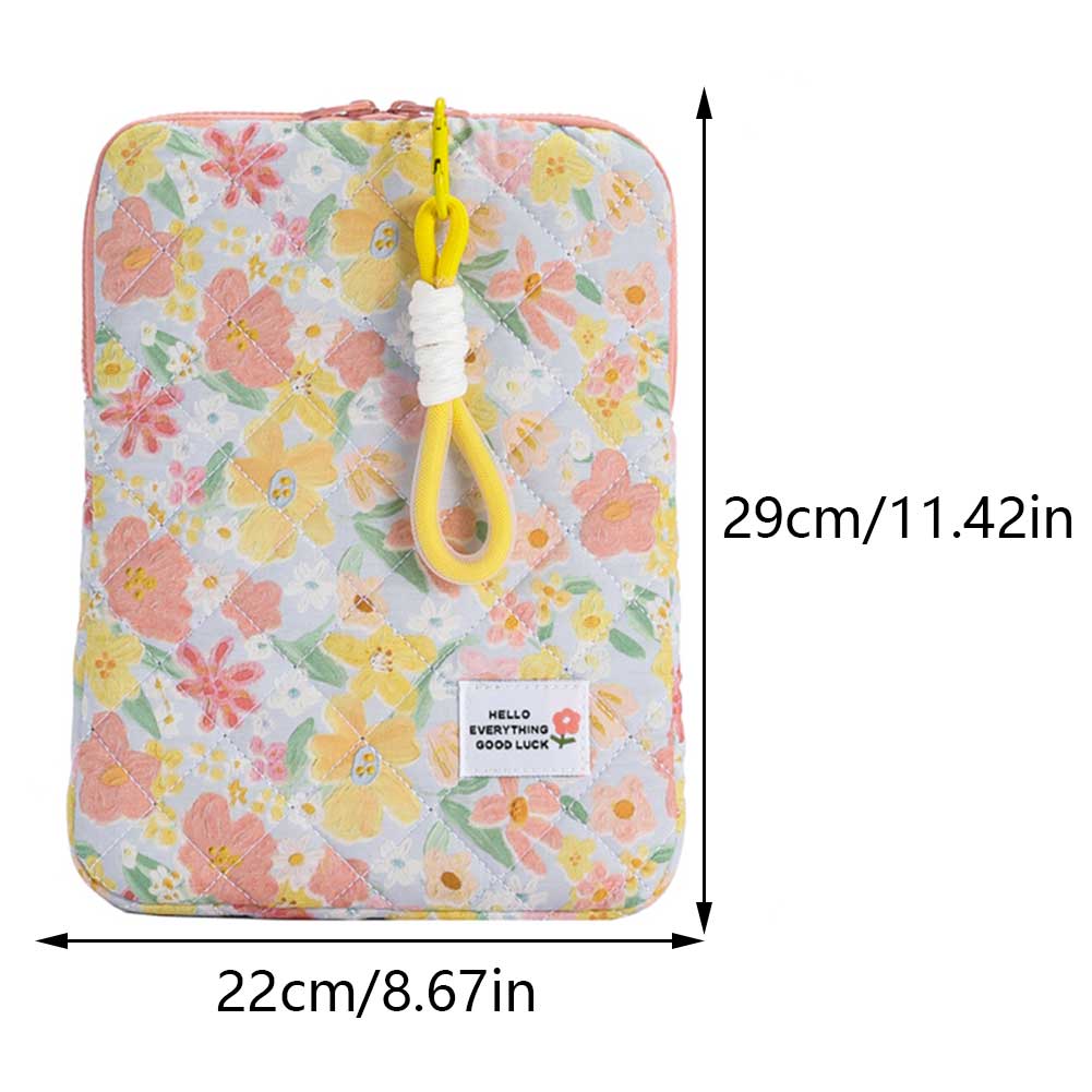 Pc-veske, vattert nettbrettdeksel, blomstertrykk, bæreveske til nettbrett 11/13/15 i støtsikker beskyttelsesveske til datamaskin: beige