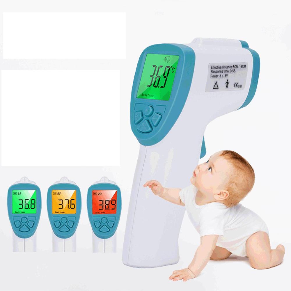 Lcd infrarood voorhoofdthermometer zonder aanraking, digitale thermometer voor volwassenen en kinderen, koortsthermometer, direct afleesbaar afstandsbereik