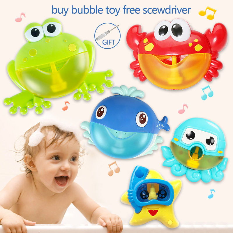 Dropship nuovo giocattolo a 5 bolle da bagno per bambini con ventosa bolla creatore musica bagno doccia vasca da bagno sapone macchina per bolle giocattolo d'acqua