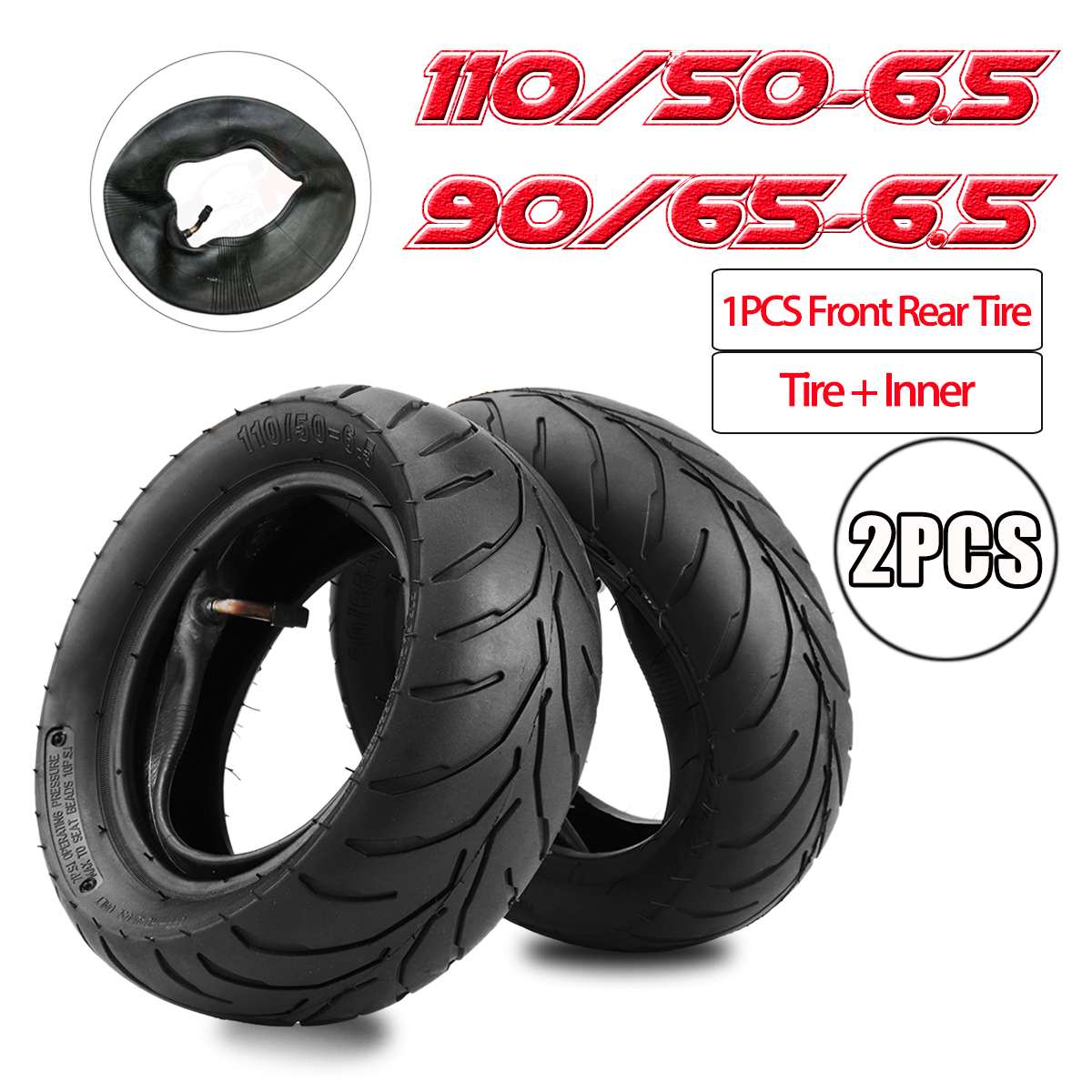 Neumático trasero delantero de con interior para 47cc/49cc Mini bolsillos bicicleta Dirt Bike 90/65-6,5 o 110/50-6,5
