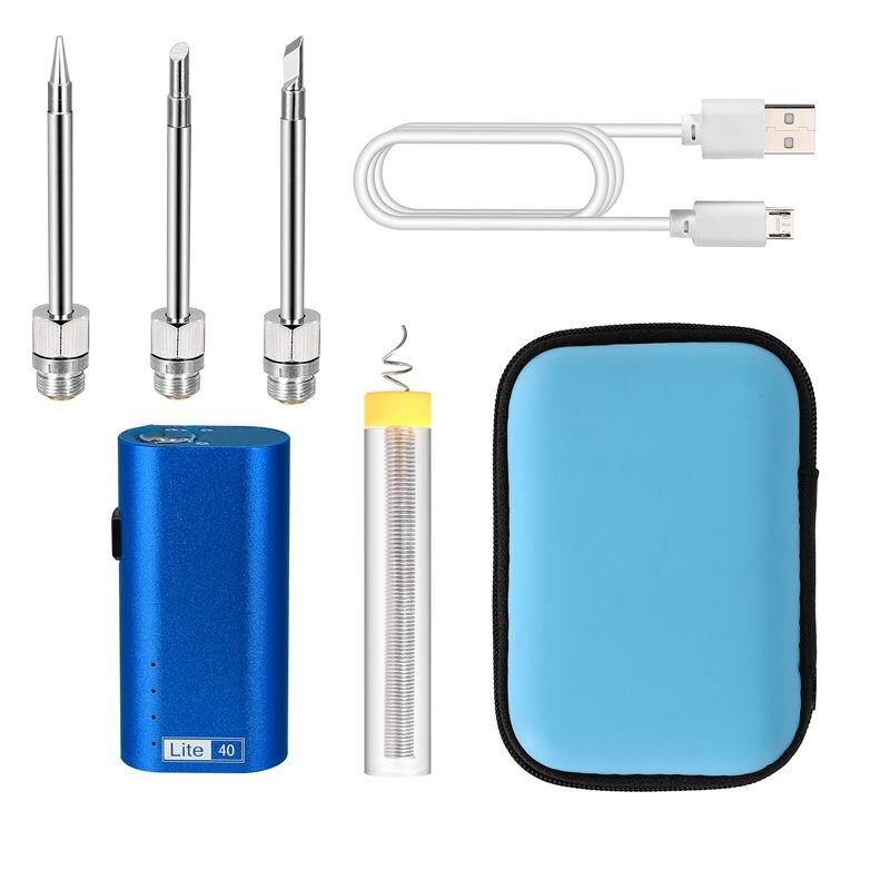 5V20W electric soldering iron portable wireless charging soldering iron with USB soldering tool Android interface charging: Blue