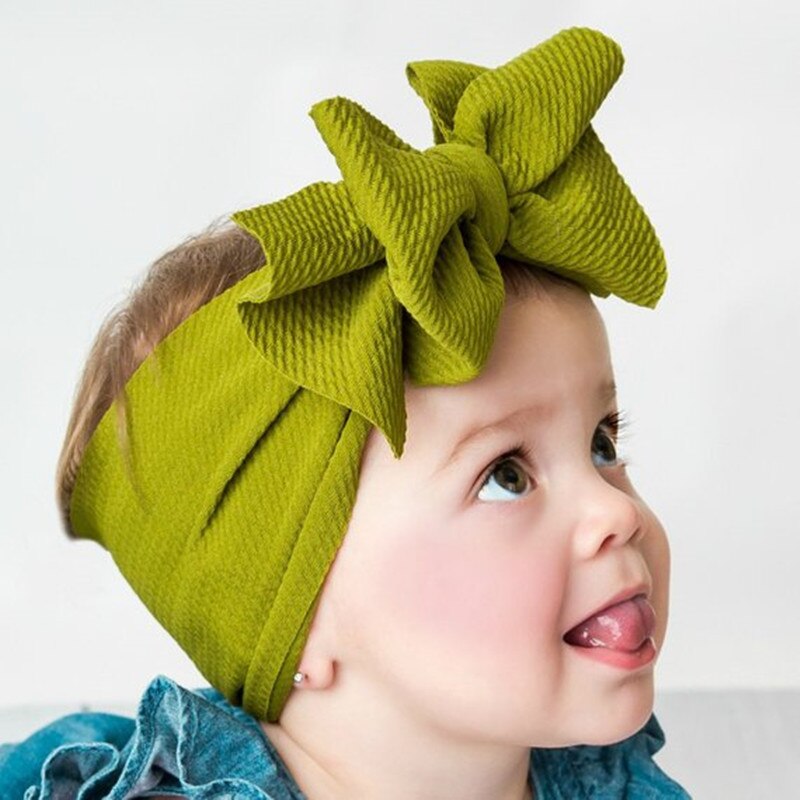 Bandeau Turban à gros nœuds, couleur unie, bandeau à cheveux pour bébés filles, avec nœud doux, accessoires pour cheveux
