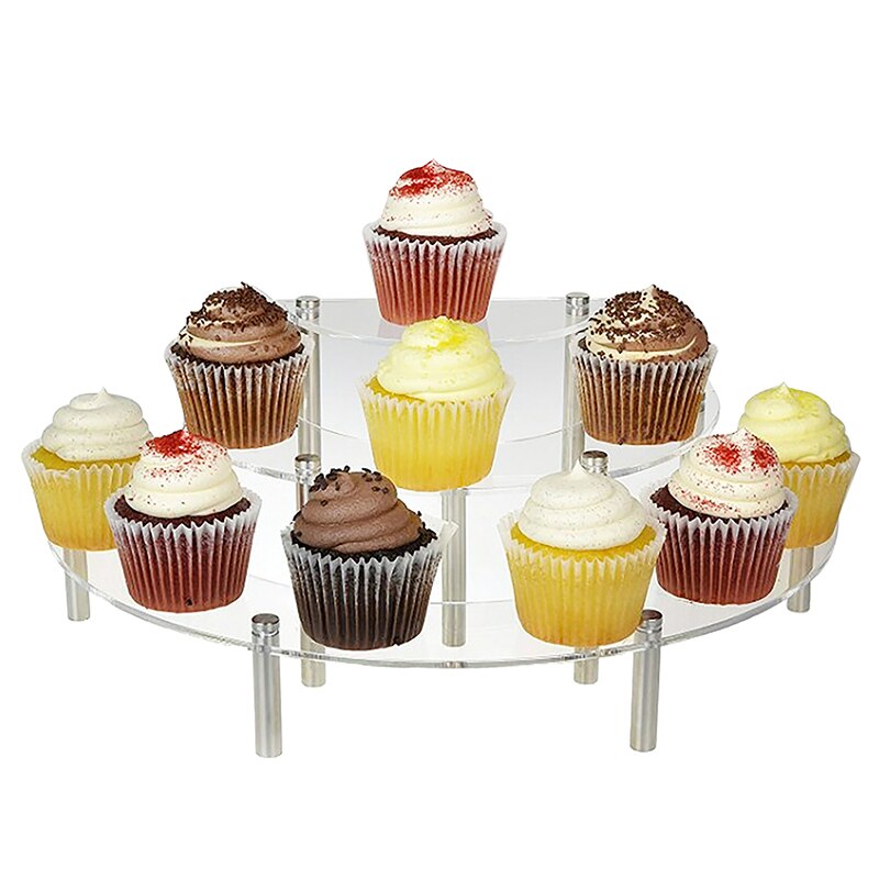 3-Tier Clear Acrylic Semicircle Round Cupcake Dessert Display Stand