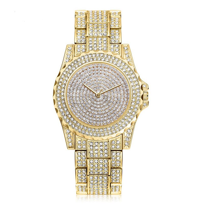 Feminino Relogio Women Watches Crystal Full Steel Ladies Wristwatch Quartz Woman reloj hombre montre femme zegarek damski saati: Gold