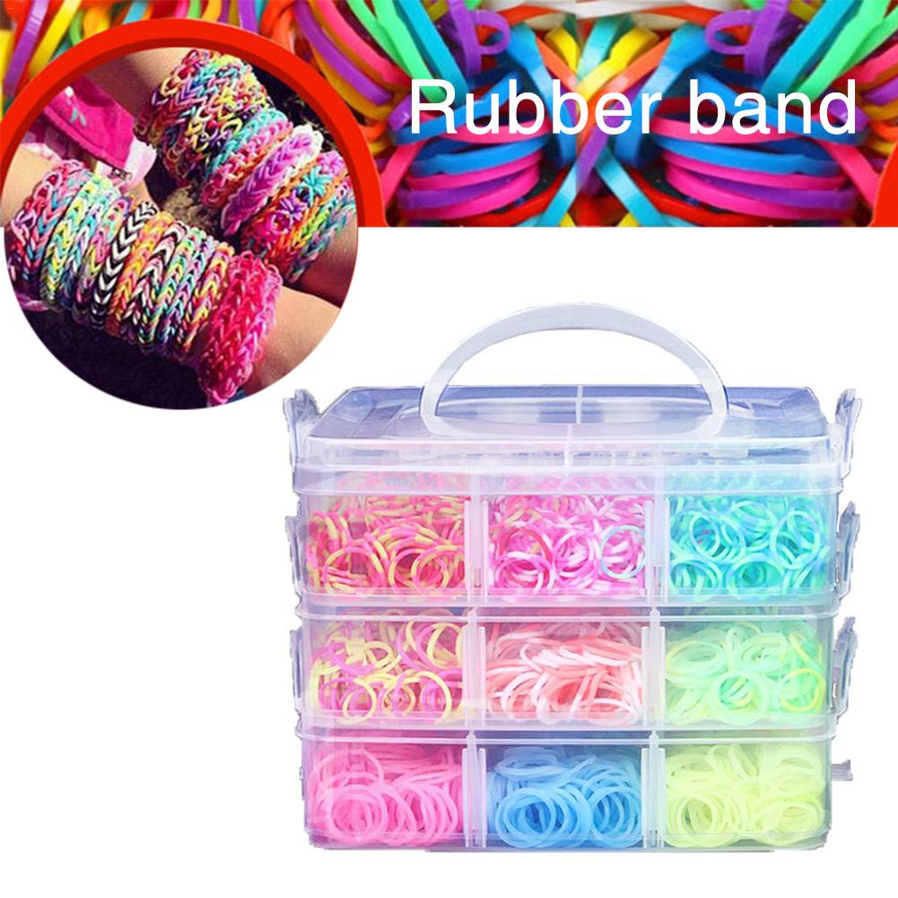 DIY Rainbow Rubber Bands Twist Loom Set Rubber Loom Bands Kits Friendship Bracelet Maker Making Kit For Kids Hand Made Ornaments