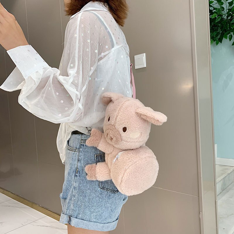 neue Rosa Tasche Frauen Lustige Kleine Tasche Flut Nette Plüsch Schwein bilden Schulter Tasche Les Säcke Des Femmes Bolso Ebene Typ-2-62196-2 Hembra Lindo
