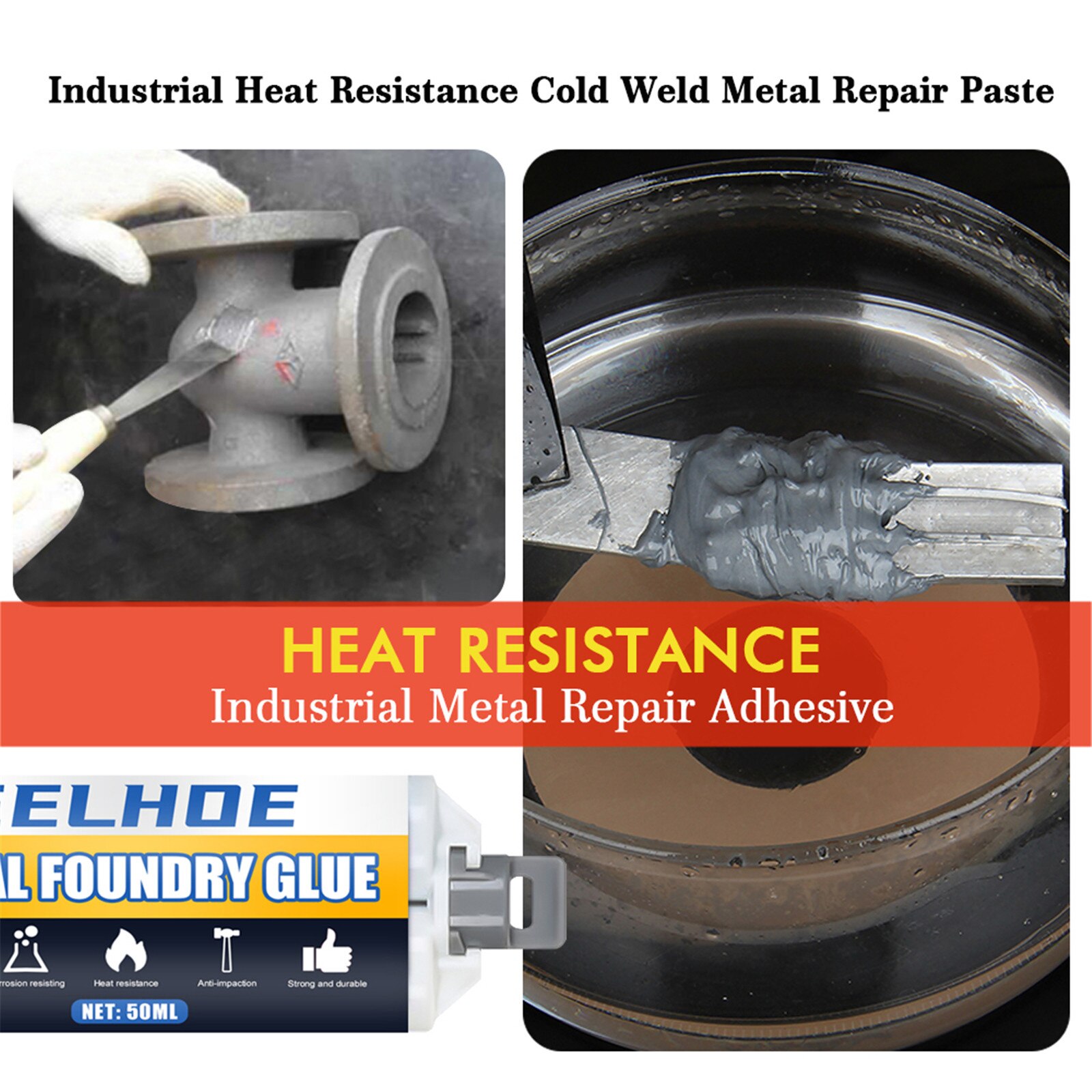 Metal Repairing Adhesive Magic Metal Mending Agent Industrial Heat Resistance Cold Weld Metal Repair Paste Resistant Glue