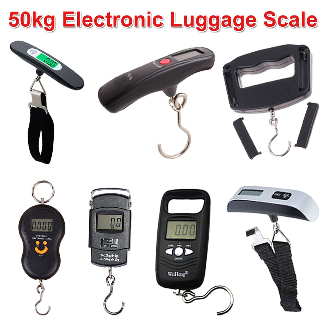 Kalakoukku riippuvaaka 50kg/110lb digitaalinen elektroninen matkatavaravaaka kannettava matkalaukku vaaka käsitelty matkalaukun painotus
