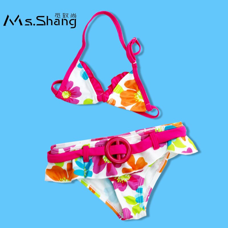 Ms.Shang-bañador Floral para niños de 2 a 8 años, traje de baño de dos piezas para niños, Bikini para niña pequeña, traje de baño para chico