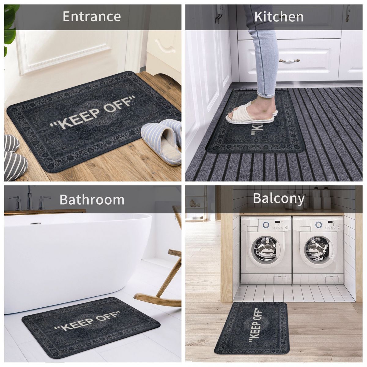 Off White Rug, Keep Off Polyester Doormat Rug carpet Mat Footpad Anti-slip AbsorbentEntrance Kitchen Bedroom balcony Cartoon