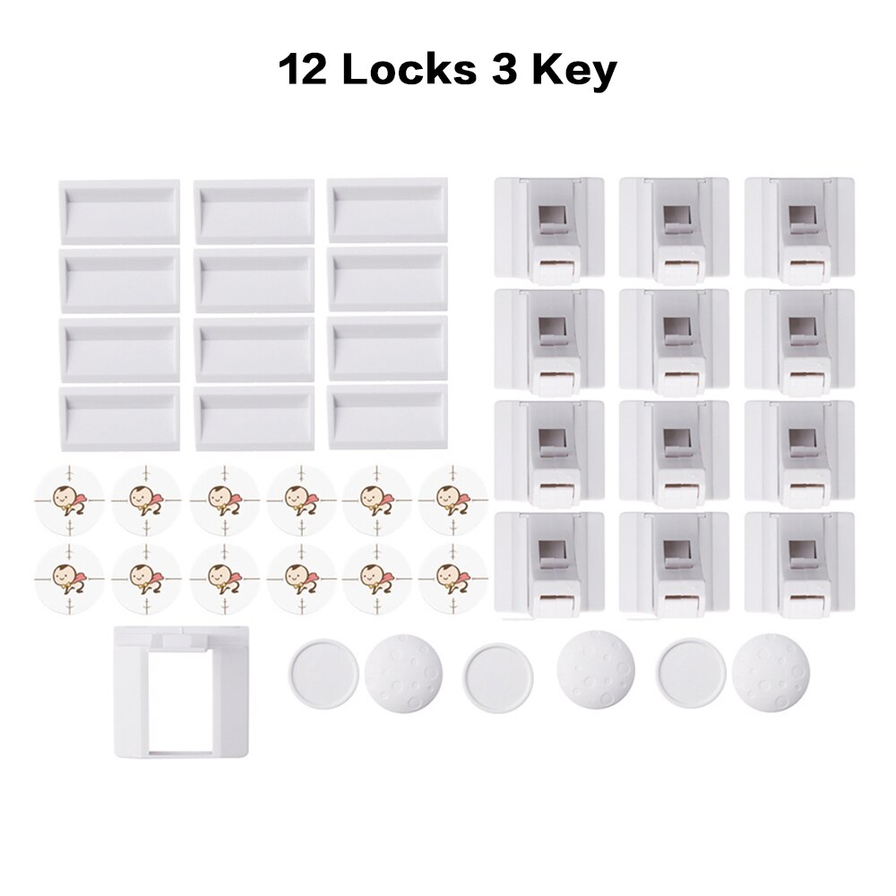 Bambino magnetico di Protezione Serratura di Sicurezza Del Bambino Cassetto Del Governo del Portello Blocco di Sicurezza Per Bambini Bambini Blocco di Sicurezza 12 + 3/16 + 4 con 1 Culla: 12 Locks 3 Keys