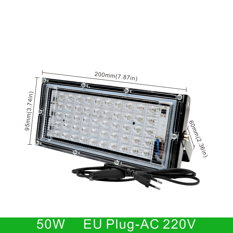 Reflector Led UV 110V 220V 50W 100W luz de 395nm 400nm IP65 lámpara fluorescente ultravioleta impermeable para escenario con enchufe de EE. UU./UE: Azul