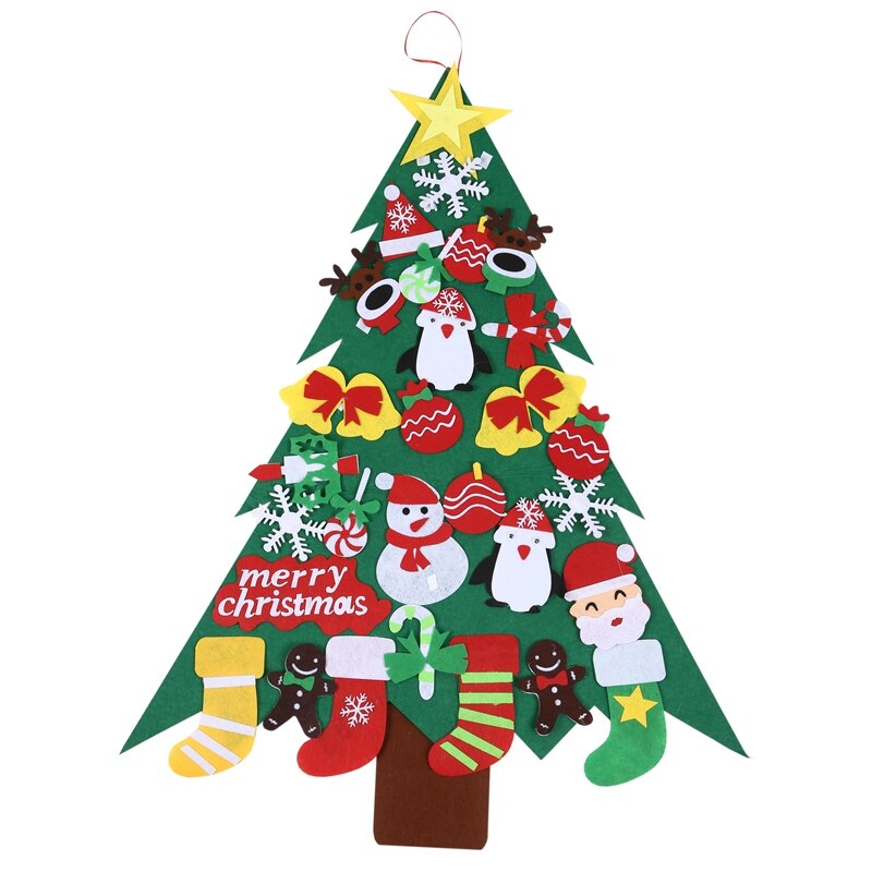 Felt Christmas Tree for Kids 95cm Diy Christmas Tree with Toddlers 32Pcs Ornaments for Children Xmas Hanging Home Door: Default Title