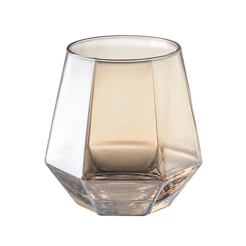 Vasos de vino de cristal creativos, vasos de Whisky dorados con borde de diamante, vasos de cristal hexagonales duraderos, juego de copas de vino: C