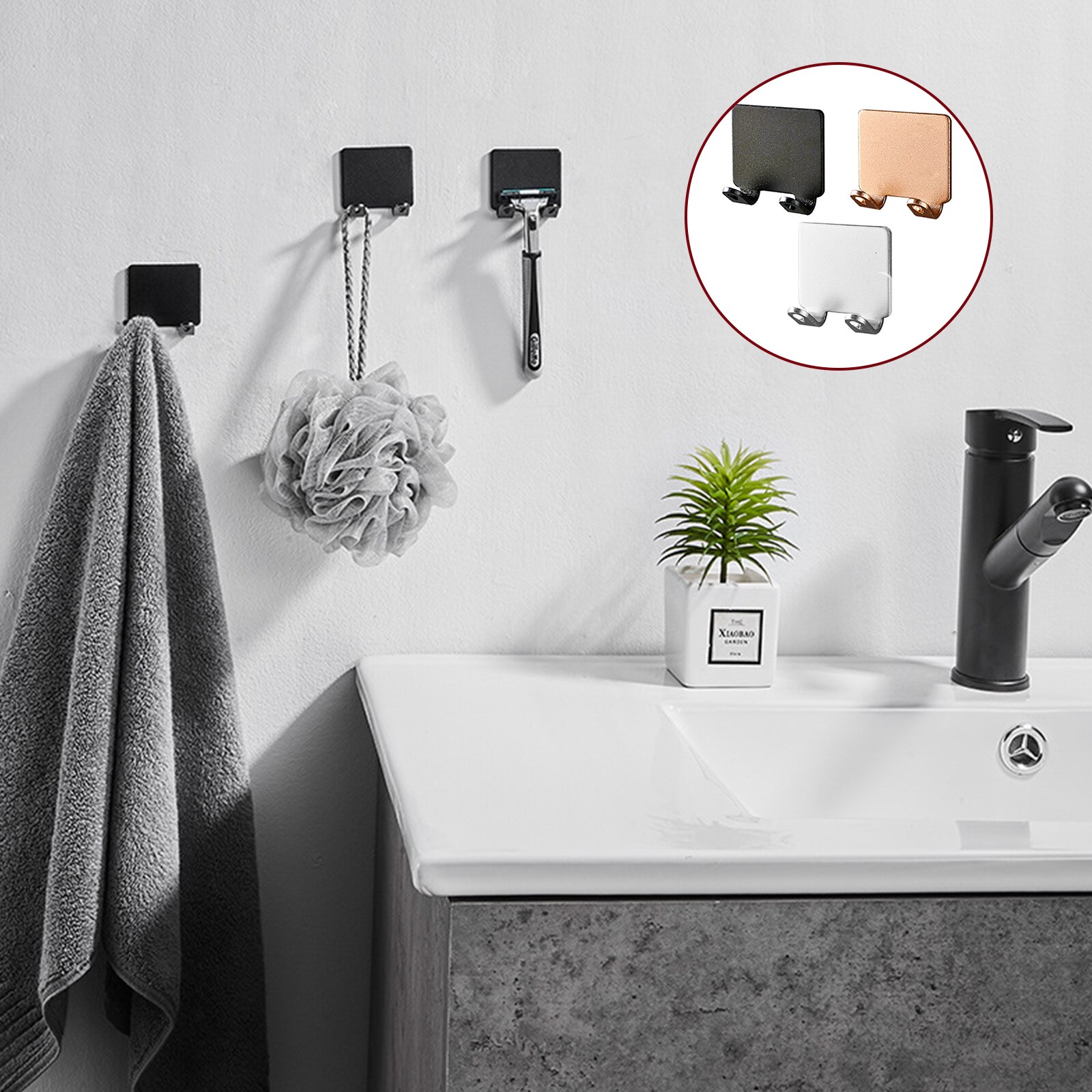 Punch Gratis Scheermes Houder Opslag Haak Mannen Scheren Scheerapparaat Plank Badkamer Scheren Scheermes Rack Slaapkamer Thuis Viscose Muur Haken