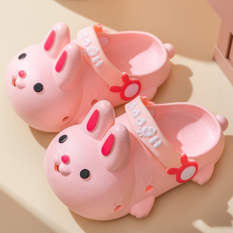 dzieci kapcie 2022 Słodki 3D króliki lato solidny różowy dziewczyny plaża sandały Dzieci moda fajny woda buty dla chłopcy jedyny w swoim rodzaju płaski: różowy / 30-31(Inner 18.0cm
