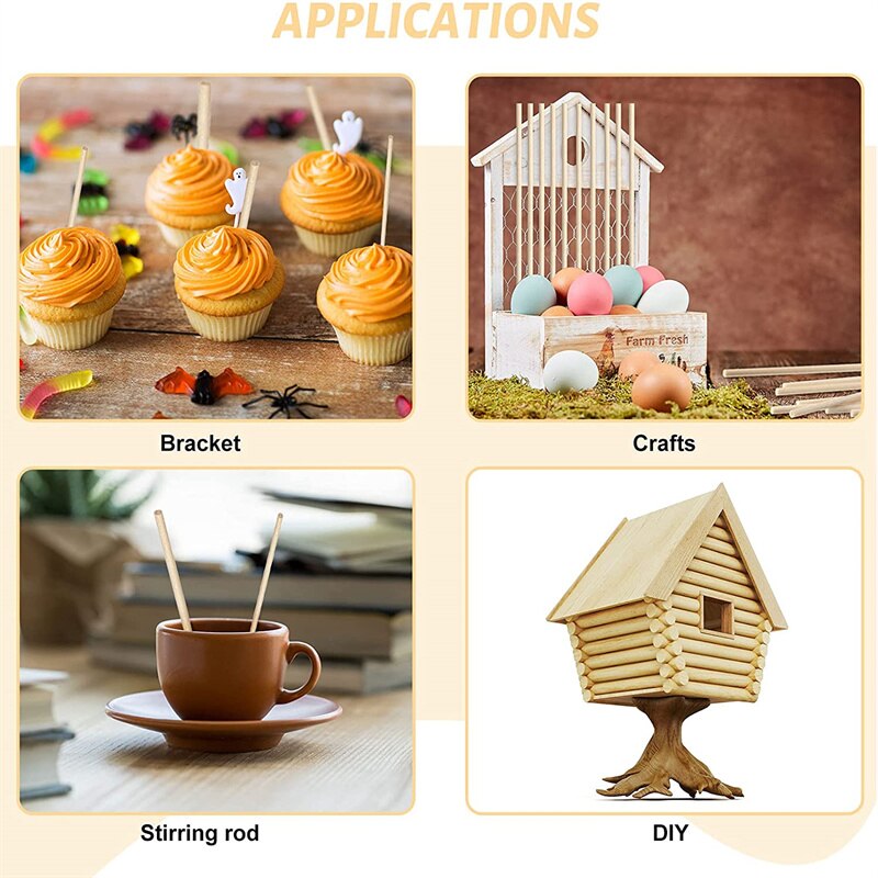 Wooden Craft Sticks Bulk, Wood Sticks for Crafts, Wooden Sticks for Crafting, Wood Dowels for Crafting Wooden Stick