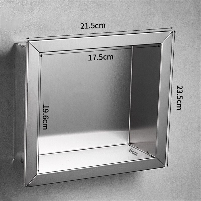 Bathroom Storage Shelf 304 Stainless Steel Concealed Install Shower Organizer Storage Rack Inside Wall Mounted Bathroom Shelf: Style A