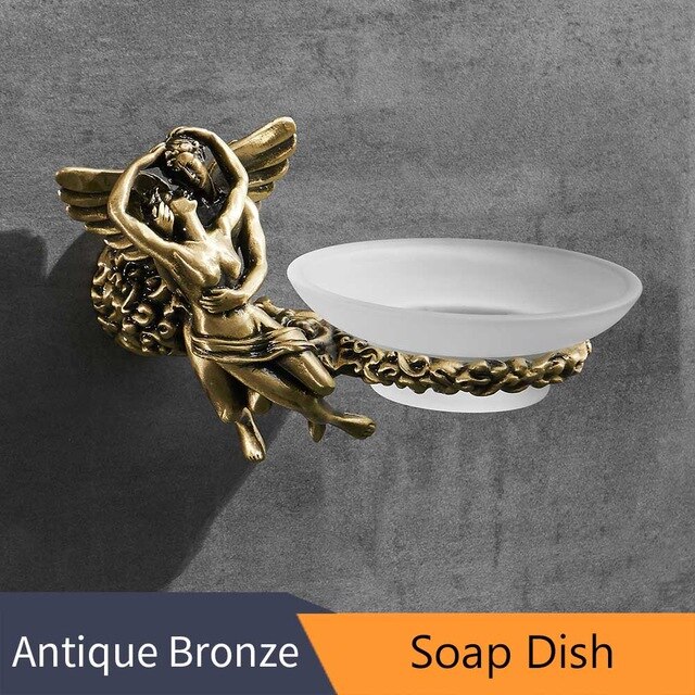 Romantisk serie bronze badeværelse toiletpapirholder vægmonteret håndklædestang toiletbørsteholder badeværelse tilbehør  w6400: Sæbeskål