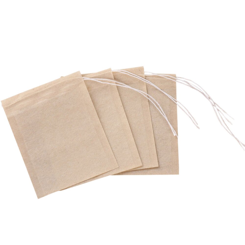 Ounona 200 pces drawstring saco de chá filtro de papel vazio saquinho de chá sacos para folhas soltas chá em pó ervas (branco): As Shown 1