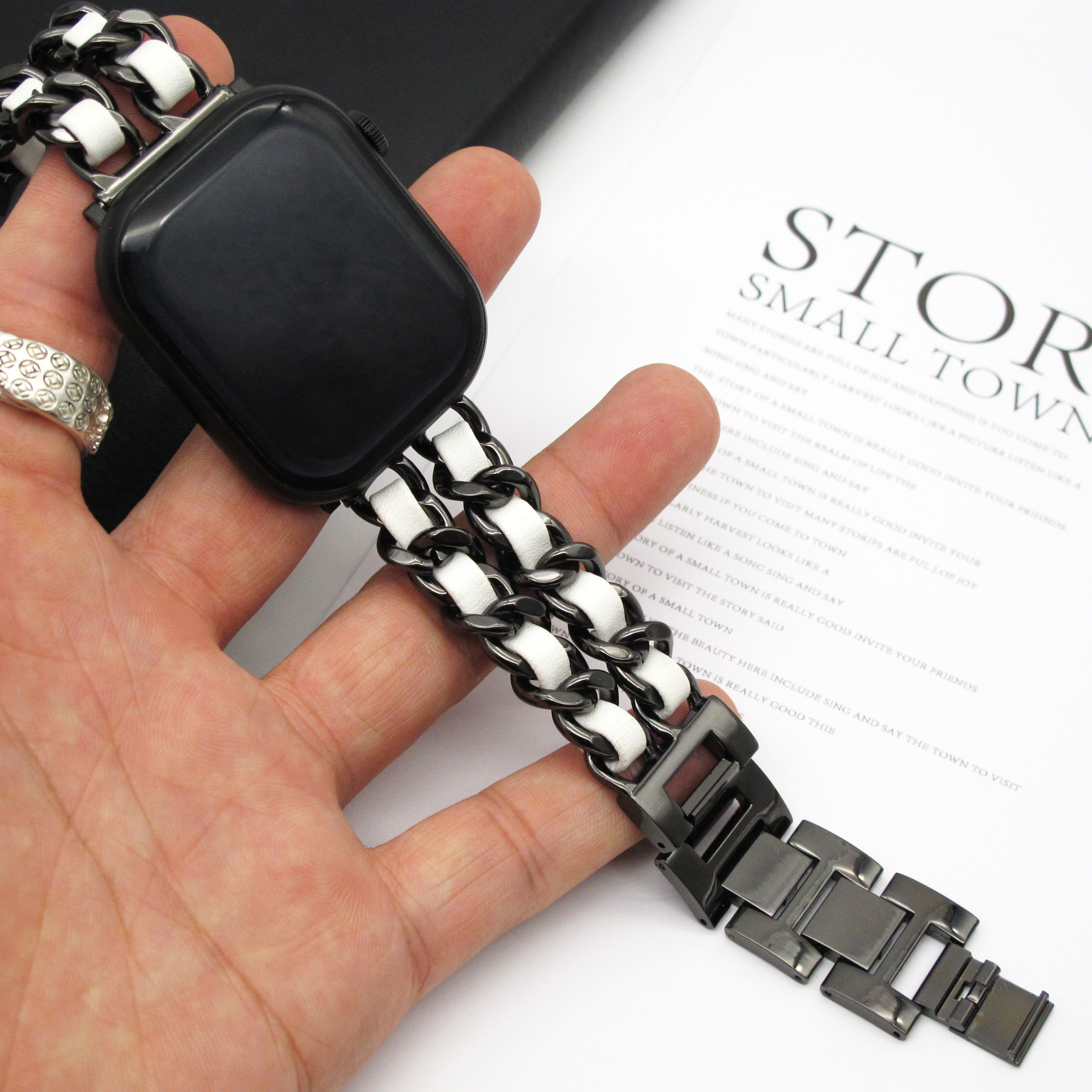 Metal Double Chain Strap for Apple Watch S10 42MM Strap Ultra 49mm 46 45 44 40 41 38mm Strap for iWatch Series 987654