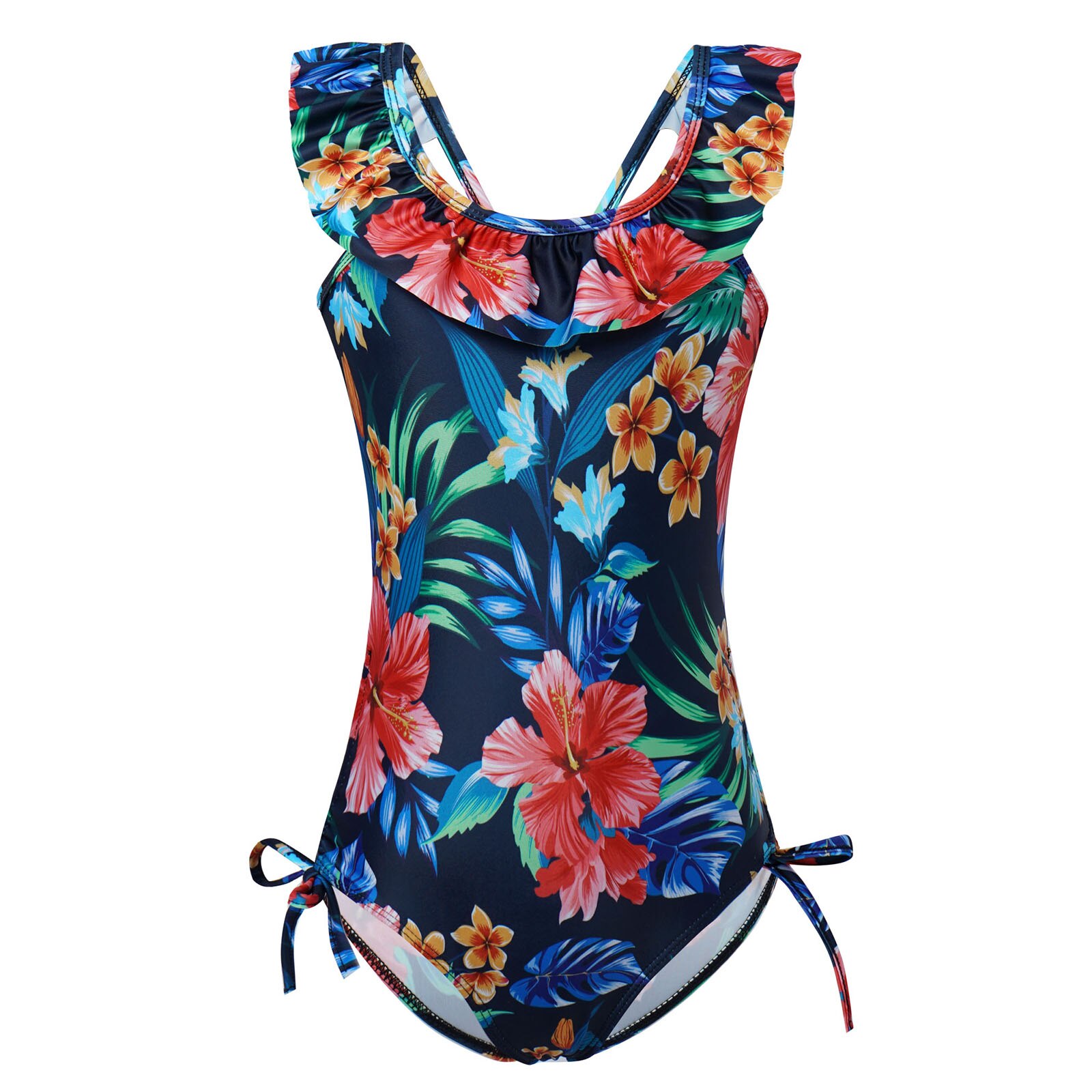 Kids Girls One-piece Beachwear Floral Pattern Ruffle U Neck Spaghetti Straps Leotard Swimsuit Beach Swimwear Bathing Suits: 12