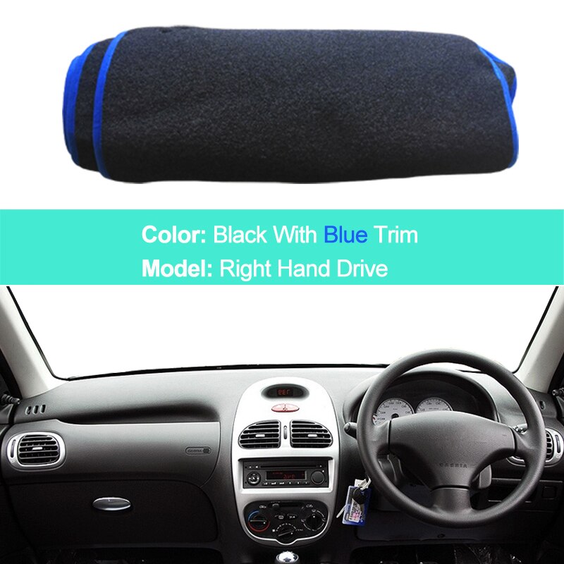 2 Layers Car Dashboard Cover Carpet Cape For Peugeot 206 206+ 206cc 206sw 1998 LHD RHD Rug Shade Pad Dashmat Sun Shade Pad: RHD Blue
