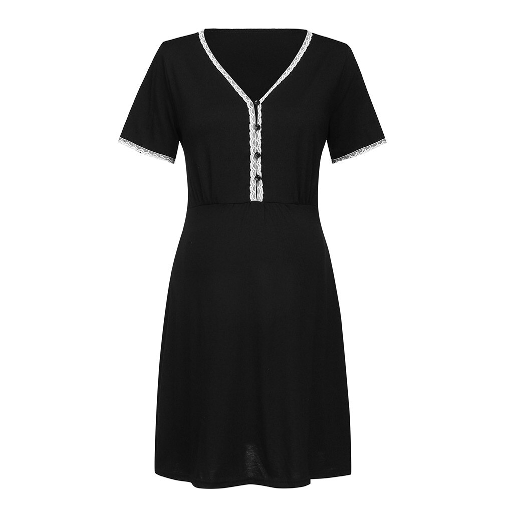 Schwangerschaft Patchwork Pflege Kleider Kleidung V-ausschnitt frauen Mutterschaft Kurzarm Kleid Stillen Nachthemden Kleidung