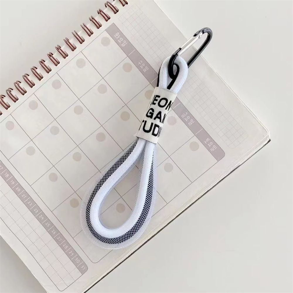 Mode Fluorescerende Kleur Multi Functie Mobiele Telefoon Lanyard Strap Voor Sleutels Rugzak Kaarthouder Leuke Hand Bandjes Korte Touw: black white