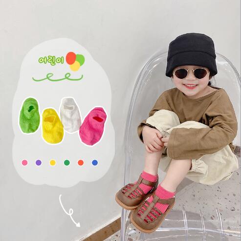 1-8 anni confezione da 4 paia 2021 calzini sottili a rete Candy primavera/estate calzini da barca per bambini a righe verticali