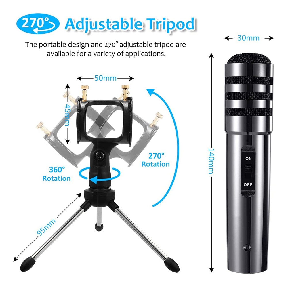 ALLOYSEED 3.5mm Pro Studio Online Sound Recording Condenser Microphone for Computer Phone Chatting Gaming Podcast Recording