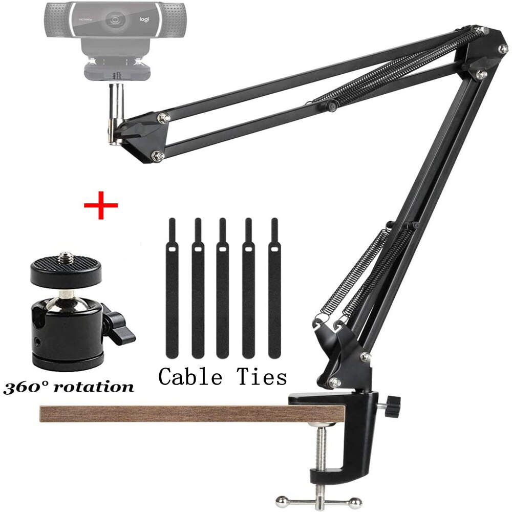 Suspension bom sakse arm webcam stativ med justerbar stabilisator web kamera stativ til logitech web cam  c922 c930 w8 w5 c920