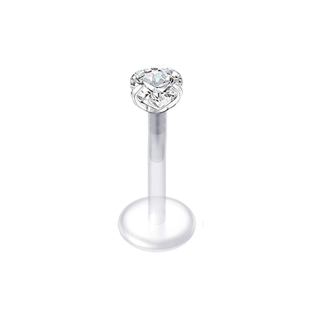 Pendientes de tuerca sin rosca para cartílago Tragus, Piercing de oreja, lóbulo, labio, Labret, 16G: Verde / Bañado en rodio de imitación