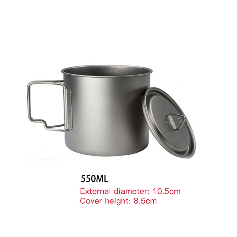Taza de titanio ultraligera, utensilios de cocina para el hogar, al aire libre, taza de agua portátil, vajilla, olla de cocina para Picnic, Camping, 750/550/350ml